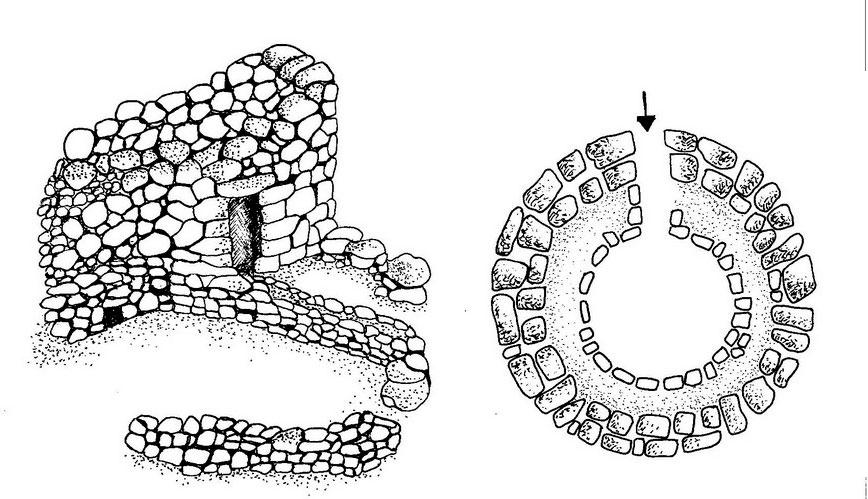 Pianta e prospetto di nuraghe