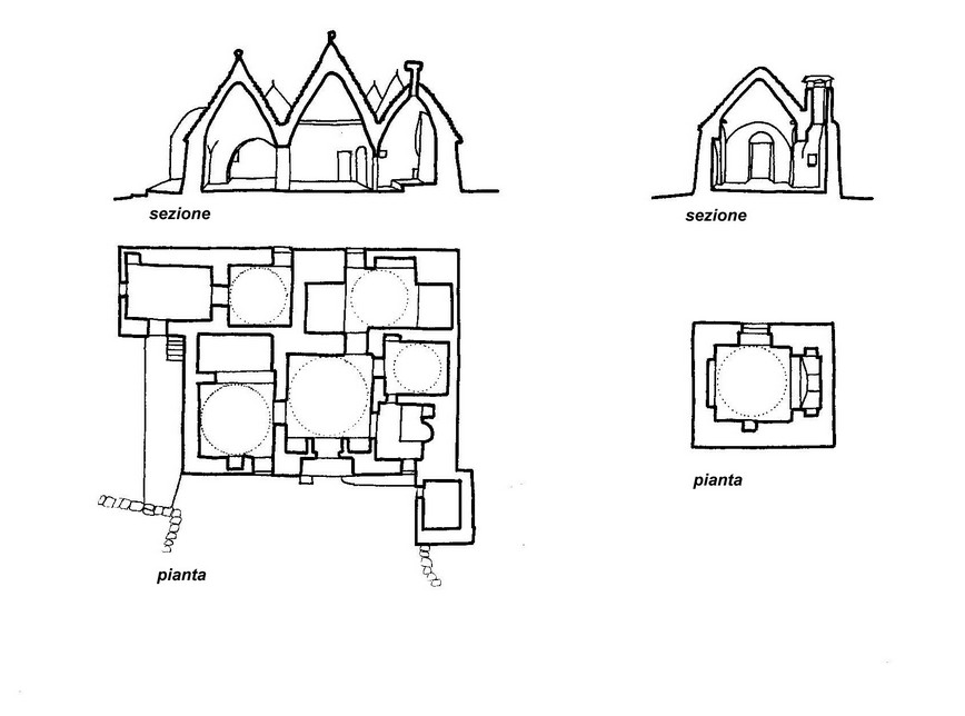 Pianta e sezione dei trulli (Puglia)