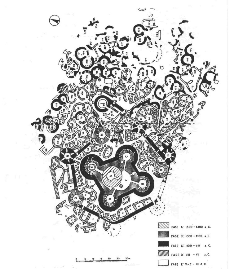 Planimetria del complesso nuragico di Barumini (Sardegna)