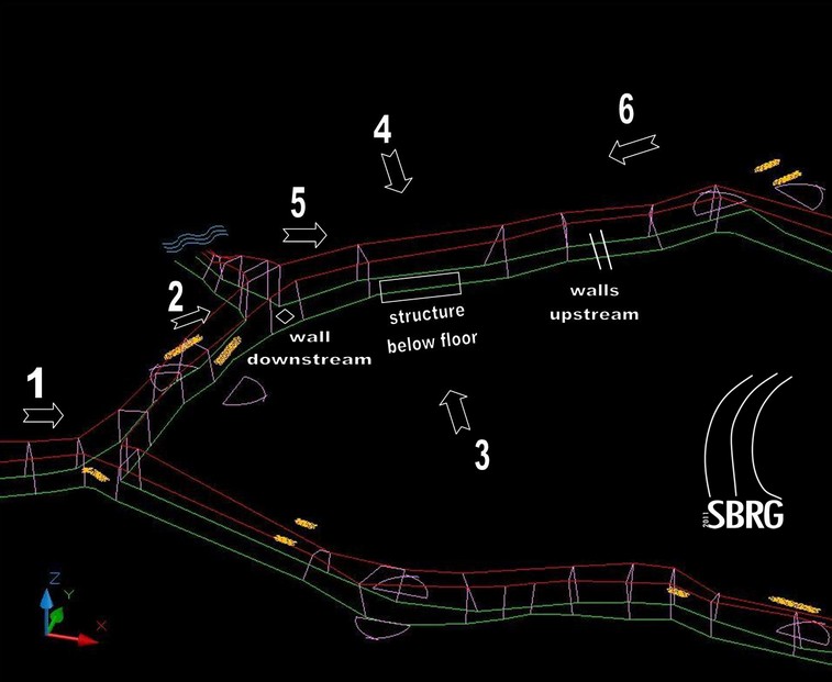 Immagine del tratto del tunnel dove si trova la struttura scoperta con il georadar (Prof.ssa Lucia Krasovec Lucas)