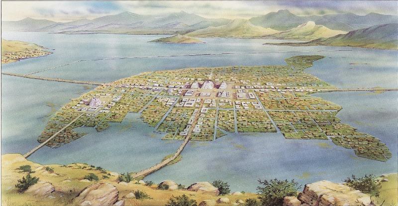 Ricostruzione della città di Tenochtitlan (Messico)