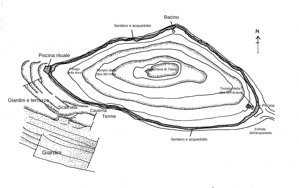 Planimetria della zona rituale di Tetzcotzingo