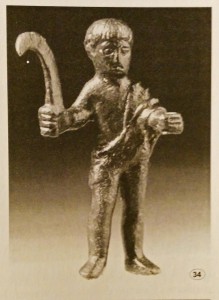 God Silvano Etruscan - Ghiaccioforte (Grosseto)  Etruscan bronze votive III century b.C. Young naked man with a ''pennato'' in his right hand.